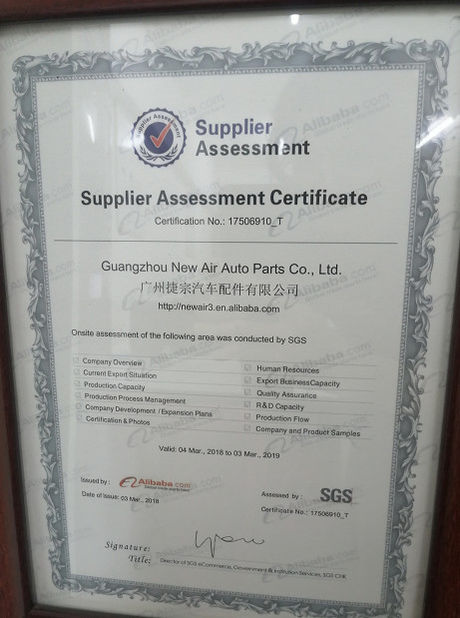 Chine Guangzhou New Air Auto Parts Co., Ltd. certifications